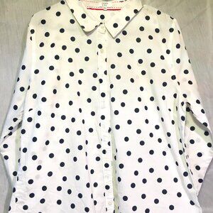 Crown & Ivy Polka Dot Top T-Shirt Blouse. Black White